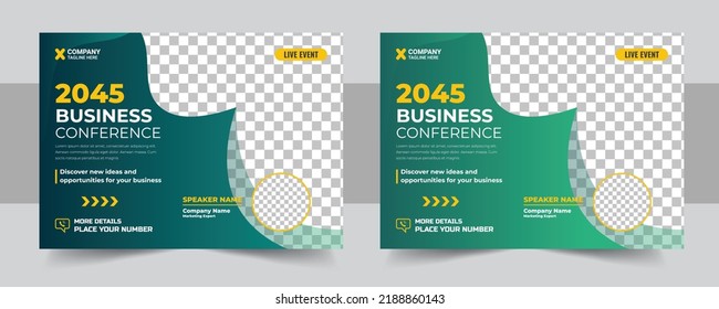 Conference flyer and invitation banner template design, Annual corporate business workshop, meeting and training promotion poster, Science conference business design template. Science brochure flyer