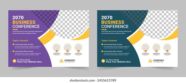 Conference flyer and invitation banner template. Annual corporate business workshop, meeting, training promotion flyer and Online digital marketing poster