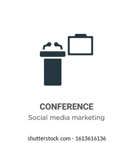 Conference glyph icon vector on white background. Flat vector conference icon symbol sign from modern social media marketing collection for mobile concept and web apps design.
