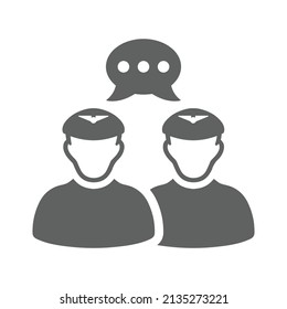 Conference, group chat icon. Gray vector graphics.