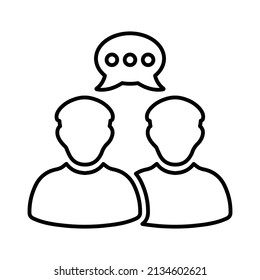 Conference, group chat outline icon. Line art vector.