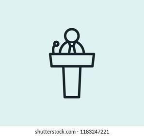 Conference hall icon line isolated on clean background. Conference hall icon concept drawing icon line in modern style. Vector illustration for your web mobile logo app UI design.