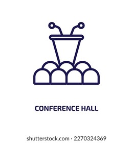 conference hall icon from user interface collection. Thin linear conference hall, conference, hall outline icon isolated on white background. Line vector conference hall sign, symbol for web and 