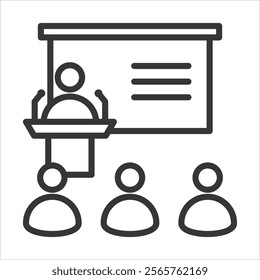 Conference Hall Icon Vector Illustration Outline Style