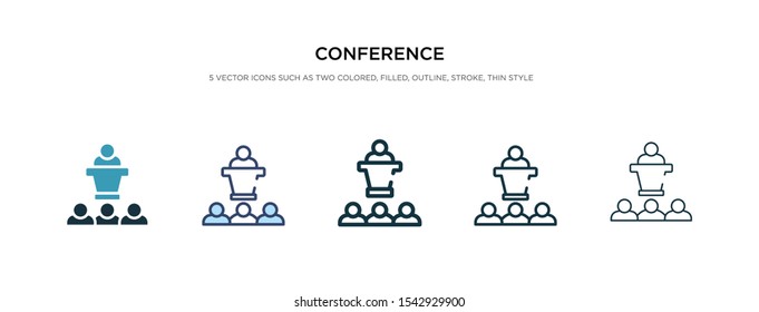 conference icon in different style vector illustration. two colored and black conference vector icons designed in filled, outline, line and stroke style can be used for web, mobile, ui