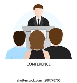 Conference Icon Flat Design Concept Isolated on White Background