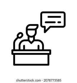 Icono de conferencia, Icono de estilo de línea ilustración vectorial, Adecuado para sitio web, aplicación móvil, impresión, presentación, infografía y cualquier otro proyecto.