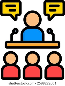 Conference Icon Lineal Color Vector Illustration