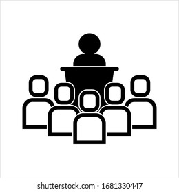 Conference Icon, Meeting Of People To Discus A Topic Vector Art Illustration