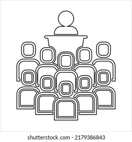 Conference Icon, Meeting Of People To Discus A Topic Vector Art Illustration