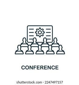 Conference icon. Monochrome simple Project Management icon for templates, web design and infographics