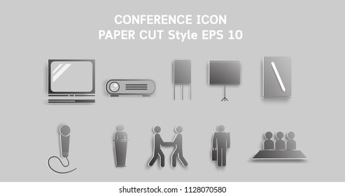 Conference ICON paper cut style