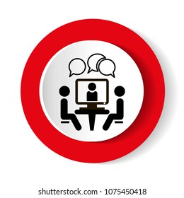 Conference icon. People sitting at the table. Online Video Chat vector icon.