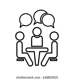 Conference icon. People sitting at the table.Conference icon. People sitting at the table.