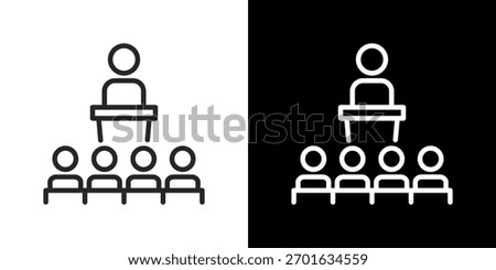 Conference Icon Set. Clean Line Design With Light And Dark Versions For Versatile Use.