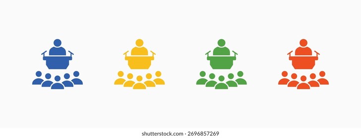 Conference Icon Set Color Multiple Style Collection