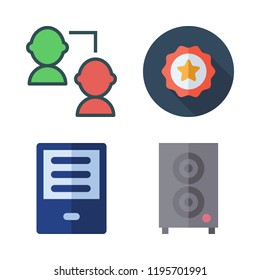 conference icon set. vector set about speaker, ereader, networking and badges icons set.