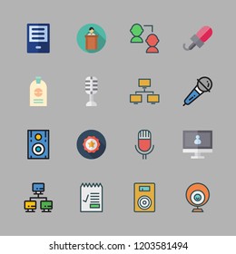 conference icon set. vector set about lecture, report id, networking and id icons set.