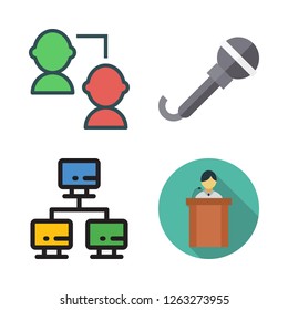 conference icon set. vector set about microphone, networking and lecture icons set.