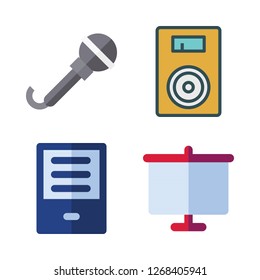 conference icon set. vector set about ereader, white board, microphone and speaker icons set.
