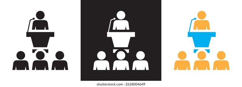  Conjunto de iconos de conferencia. Ilustración vectorial. aislado en el fondo blanco y negro. EPS 10
