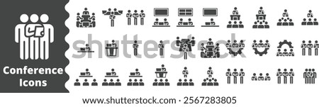 conference icon solid, people, business meeting, board director