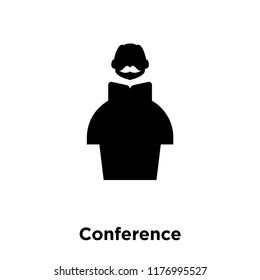 Conference icon vector isolated on white background, logo concept of Conference sign on transparent background, filled black symbol