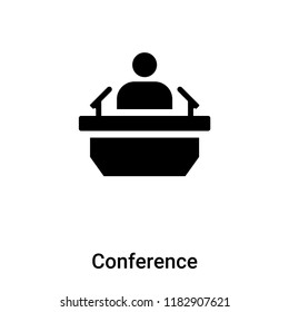 Conference icon vector isolated on white background, logo concept of Conference sign on transparent background, filled black symbol