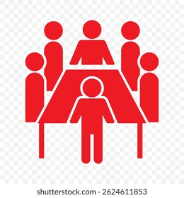 Conference icon vector. Meeting vector icon. Discussion icon vector in red Color on Transparent Background. EPS 10.