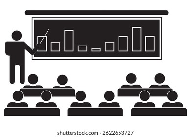 Conference icon in vector. Presentation and Seminar for People with Microphone in Glyph Pictogram Symbol illustration.