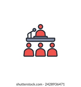 conference icon. vector.Editable stroke.linear style sign for use web design,logo.Symbol illustration.
