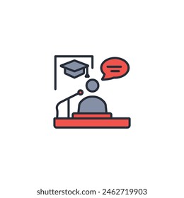 Icono de conferencia. Vector.Trazo editable.Símbolo de estilo lineal para utilizar Diseño web,logotipo.Ilustración de símbolo.