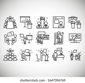 Conference icons. Business presentation line icons.