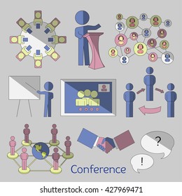 Conference icons set