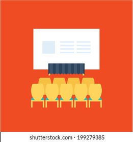 Conference icons vector illustration set flat cute design