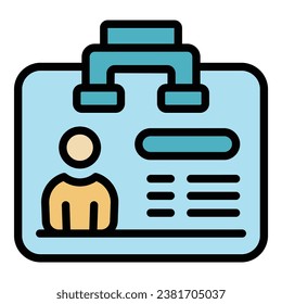 Conference id card icon outline vector. Computer video. Team zoom color flat