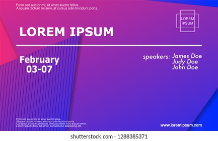Conference invitation design template, flyer layout. Geometric background. Minimal abstract cover design. Creative colorful wallpaper. Trendy gradient poster. Vector illustration.
