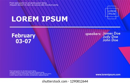 Conference invitation design template, flyer layout. Geometric background. Minimal abstract cover design. Creative colorful wallpaper. Trendy gradient poster. Vector illustration.
