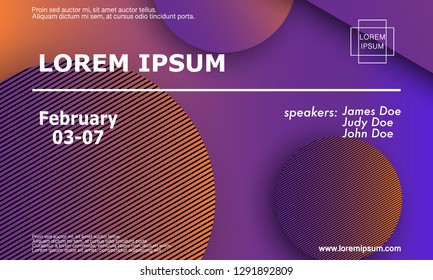 Conference invitation design template, flyer layout. Geometric background. Minimal abstract cover design. Creative colorful wallpaper. Trendy gradient poster. Vector illustration.