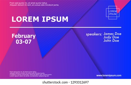 Conference invitation design template, flyer layout. Geometric background. Minimal abstract cover design. Creative colorful wallpaper. Trendy gradient poster. Vector illustration.