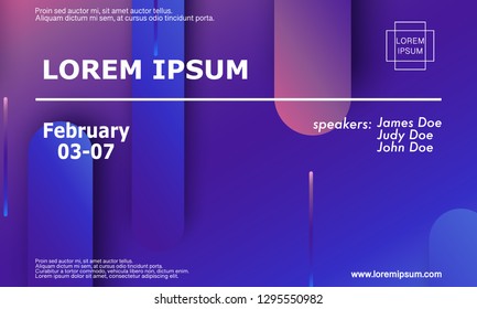 Conference invitation design template, flyer layout. Geometric background. Minimal abstract cover design. Creative colorful wallpaper. Trendy gradient poster. Vector illustration.