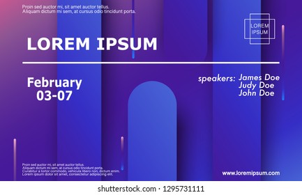 Conference invitation design template, flyer layout. Geometric background. Minimal abstract cover design. Creative colorful wallpaper. Trendy gradient poster. Vector illustration.