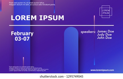 Conference invitation design template, flyer layout. Geometric background. Minimal abstract cover design. Creative colorful wallpaper. Trendy gradient poster. Vector illustration.