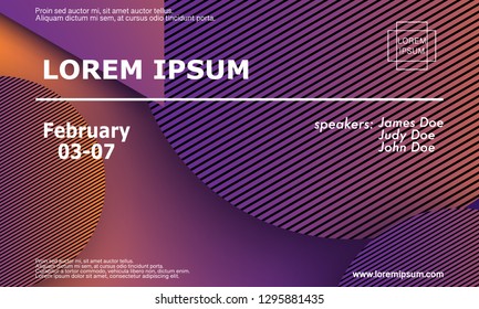 Conference invitation design template, flyer layout. Geometric background. Minimal abstract cover design. Creative colorful wallpaper. Trendy gradient poster. Vector illustration.