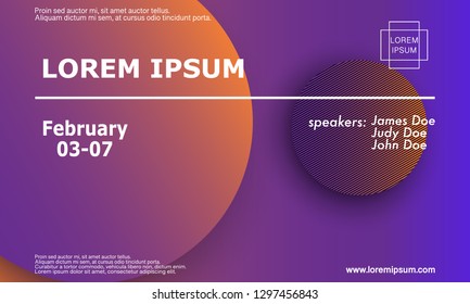 Conference invitation design template, flyer layout. Geometric background. Minimal abstract cover design. Creative colorful wallpaper. Trendy gradient poster. Vector illustration.