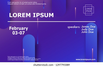 Conference invitation design template, flyer layout. Geometric background. Minimal abstract cover design. Creative colorful wallpaper. Trendy gradient poster. Vector illustration.