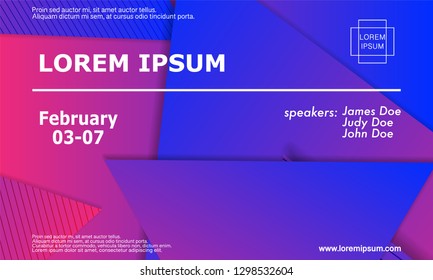 Conference invitation design template, flyer layout. Geometric background. Minimal abstract cover design. Creative colorful wallpaper. Trendy gradient poster. Vector illustration.