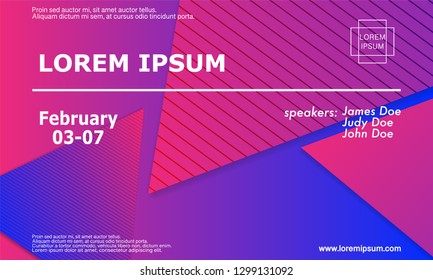 Conference invitation design template, flyer layout. Geometric background. Minimal abstract cover design. Creative colorful wallpaper. Trendy gradient poster. Vector illustration.