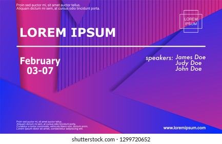 Conference invitation design template, flyer layout. Geometric background. Minimal abstract cover design. Creative colorful wallpaper. Trendy gradient poster. Vector illustration.