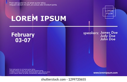 Conference invitation design template, flyer layout. Geometric background. Minimal abstract cover design. Creative colorful wallpaper. Trendy gradient poster. Vector illustration.